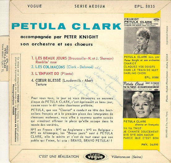 Petula Clark : Les Beaux Jours (7", EP)