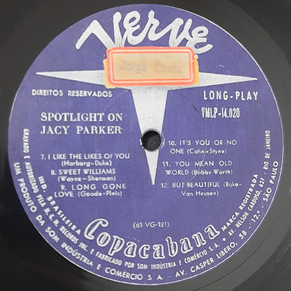 Jacy Parker : Spotlight On Jacy Parker (LP, Album, Mono)