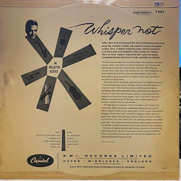 The Al Belletto Sextet : Whisper Not (LP, Album)