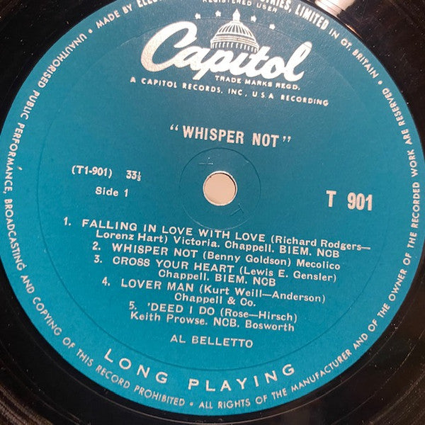 The Al Belletto Sextet : Whisper Not (LP, Album)