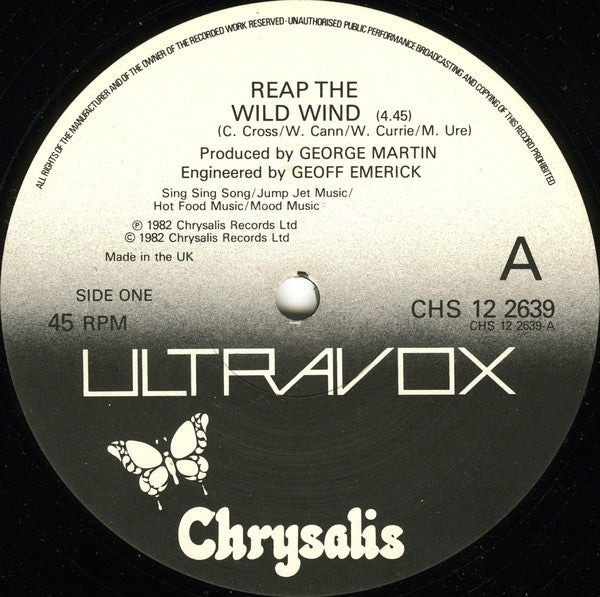 Ultravox : Reap The Wild Wind (12", Single, Emb)