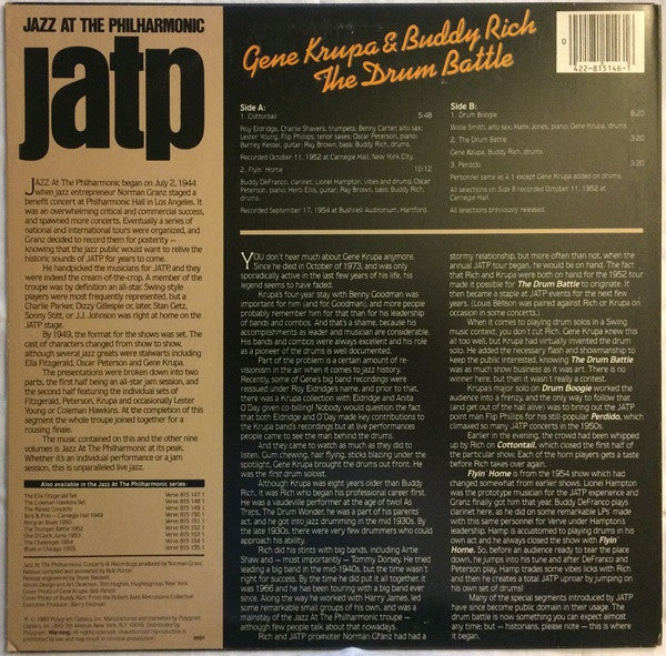 Gene Krupa & Buddy Rich : The Drum Battle (LP, Album, Mono, RE, 72 )