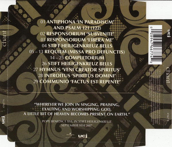 The Cistercian Monks Of Stift Heiligenkreuz : Chant (Music For Paradise) (CD, Album)