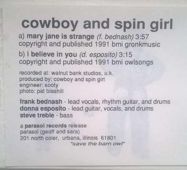 Cowboy & Spin Girl : Mary Jane Is Strange (7")