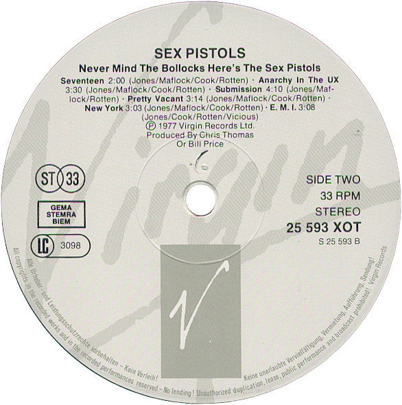 Sex Pistols : Never Mind The Bollocks Here's The Sex Pistols (LP, Album, RE)