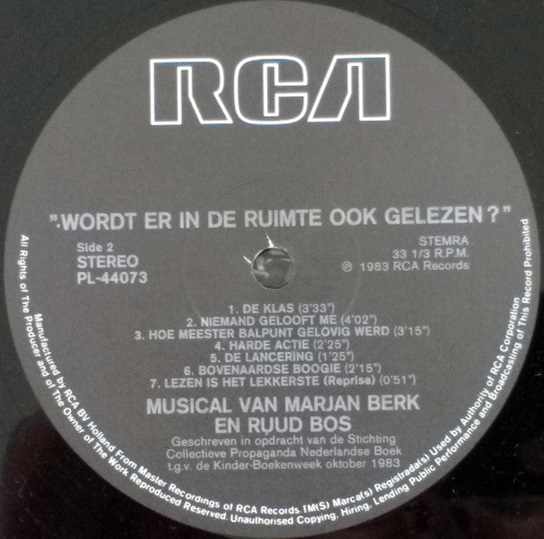 Marjan Berk & Ruud Bos : Wordt Er In De Ruimte Ook Gelezen? (LP, Album)