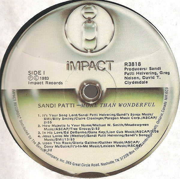 Sandi Patty : More Than Wonderful (LP, Album)