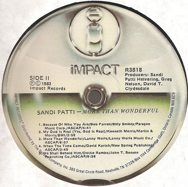 Sandi Patty : More Than Wonderful (LP, Album)