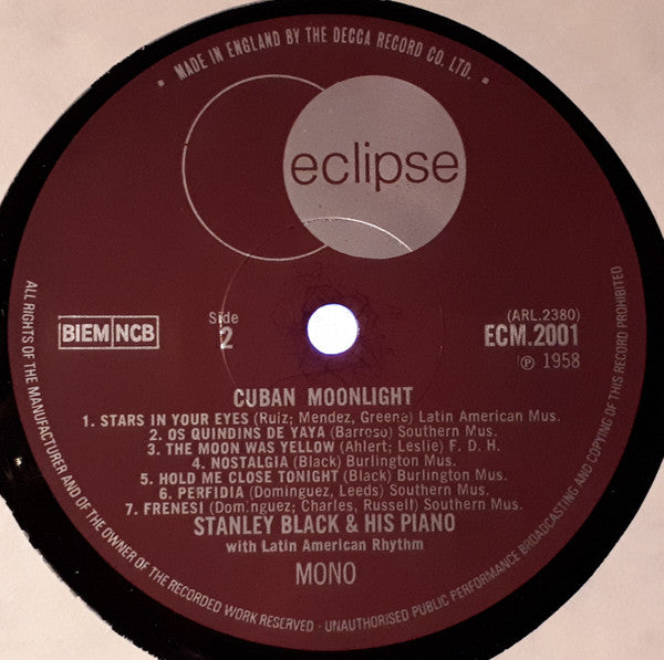 Stanley Black And His Piano With Latin American Rhythm* : Cuban Moonlight (LP, Mono)