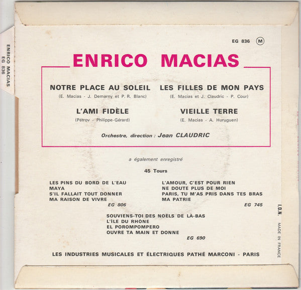 Enrico Macias : Notre Place Au Soleil (7", EP)