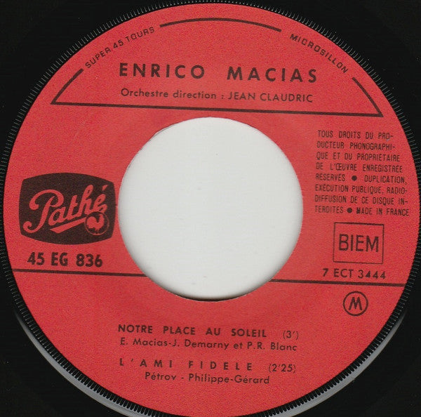 Enrico Macias : Notre Place Au Soleil (7", EP)
