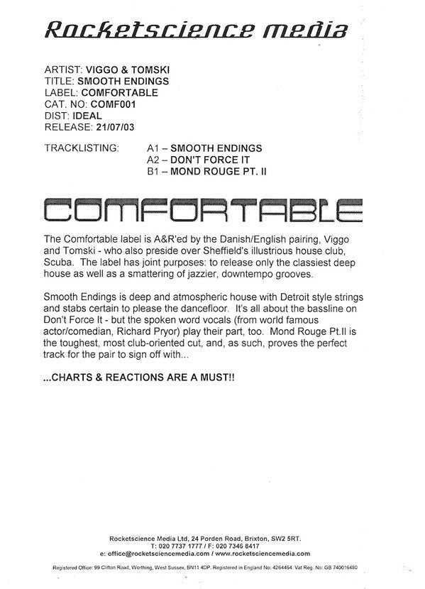 Viggosson & Tomski (3) : Smooth Endings (12", W/Lbl)