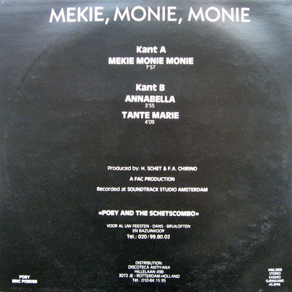 Poey And The Schetscombo : Mekie, Monie, Monie (12", Maxi)