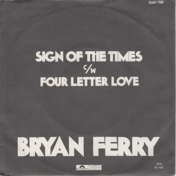 Bryan Ferry : Sign Of The Times (7", Single)