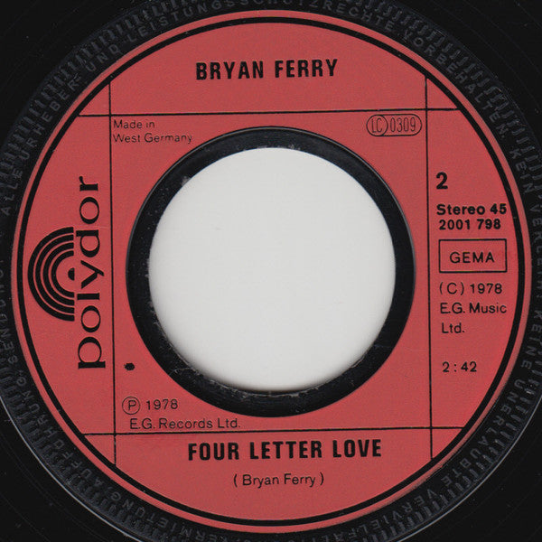 Bryan Ferry : Sign Of The Times (7", Single)