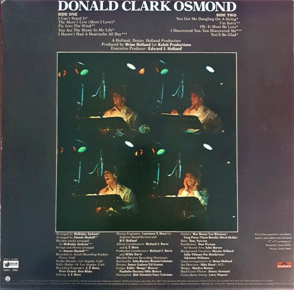 Donny Osmond : Donald Clark Osmond (LP, Album, Emb)