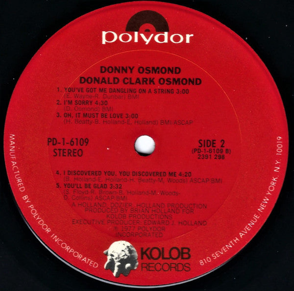 Donny Osmond : Donald Clark Osmond (LP, Album, Emb)