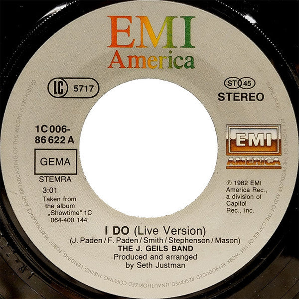 The J. Geils Band : I Do (Live Version) (7", Single)