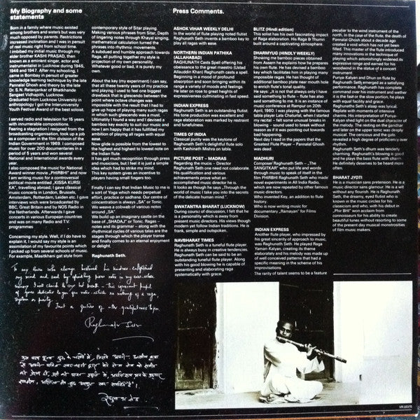 Raghunath Seth : The Eternal Flute - Folk Music From India (LP, Album, CX )