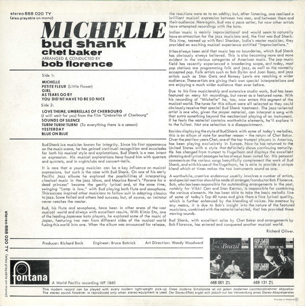 Bud Shank Featuring Chet Baker : Michelle (LP, Album)