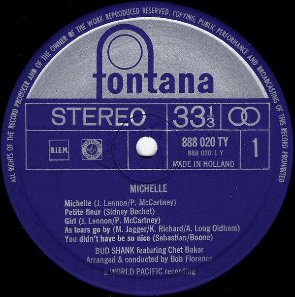 Bud Shank Featuring Chet Baker : Michelle (LP, Album)