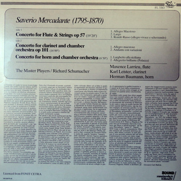 Giuseppe Saverio Mercadante — Maxence Larrieu , flute - The Masterplayers - Richard Schumacher (2) : Rondo Russo (LP, Album)