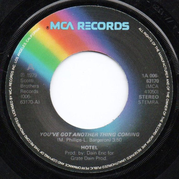 Hotel (5) : You've Got Another Thing Coming (7", Single)