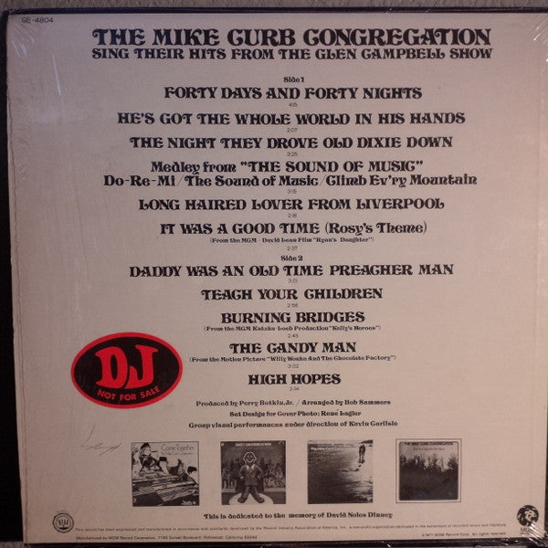 Mike Curb Congregation : Mike Curb Congregation Sing Their Hits From The Glen Campbell Show (LP, Album, Promo)