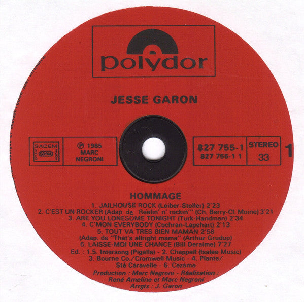 Jesse Garon : Hommage (LP, Album)