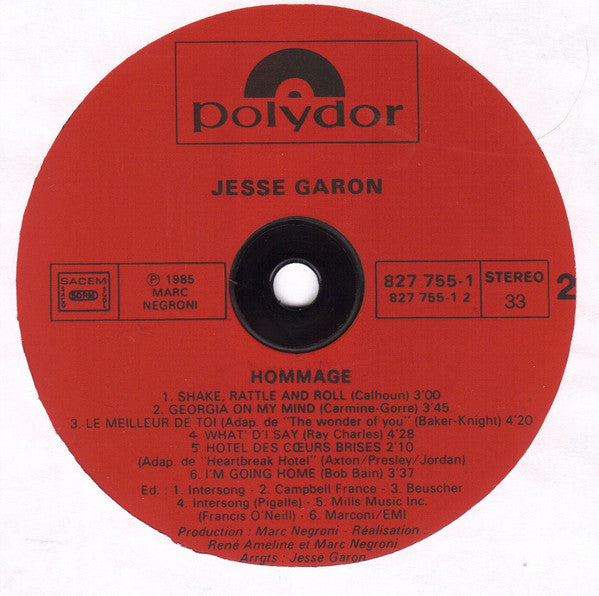 Jesse Garon : Hommage (LP, Album)