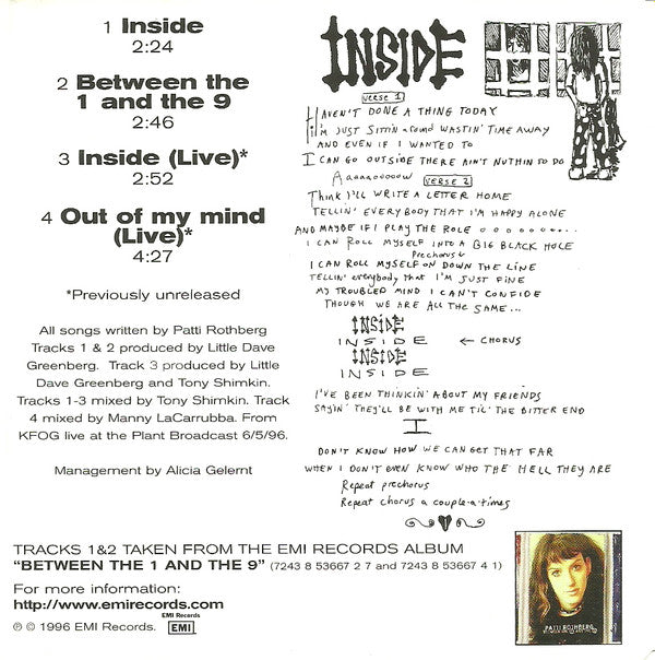 Patti Rothberg : Inside (CD, Single)