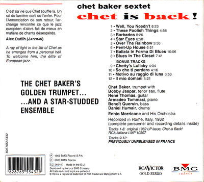 Chet Baker Sextet : Chet Is Back! (CD, Album, RE, Dig)