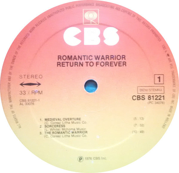 Return To Forever : Romantic Warrior (LP, Album)