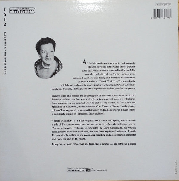 Frances Faye : No Reservations (LP, Mono, RE)