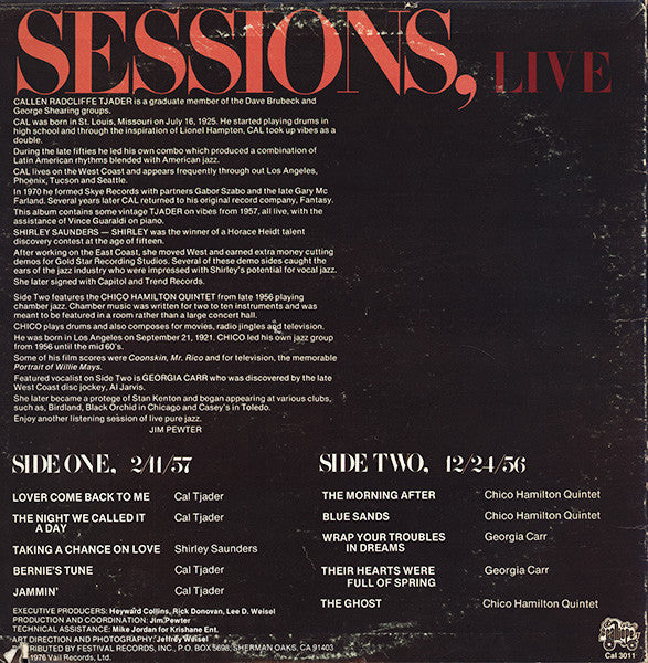 Cal Tjader / Chico Hamilton : Sessions, Live (LP)