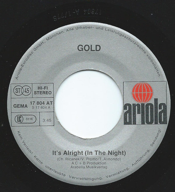 Gold (15) : It's Alright (In The Night) (7", Single)