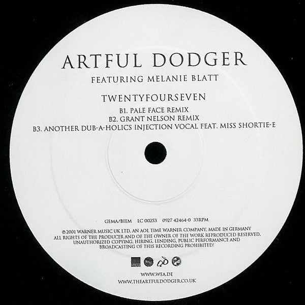 Artful Dodger Featuring Melanie Blatt : TwentyFourSeven (12")