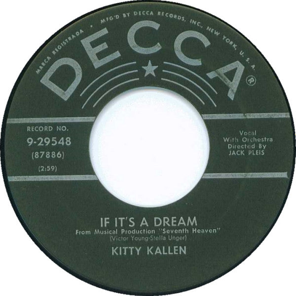 Kitty Kallen : If It's A Dream / Forgive Me (7", Single, ✤ G)
