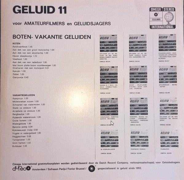 No Artist : Geluid Voor Amateur-Filmers En Geluidsjagers 11: Boten- Vakantie Geluiden (LP)