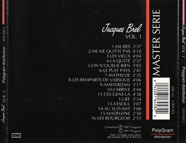 Jacques Brel : Jacques Brel Vol. 1 (CD, Comp, RE)