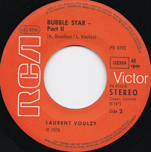 Laurent Voulzy : Bubble Star (7", Single)