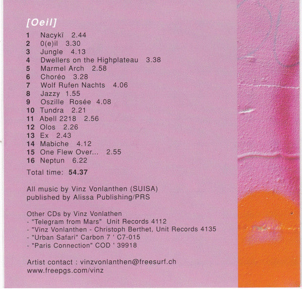 Vincent Vonlanthen : [Oeil] (CD, Album)
