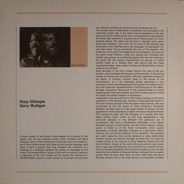 Dizzy Gillespie & Gerry Mulligan : Europa Jazz (LP, Comp, Mono)