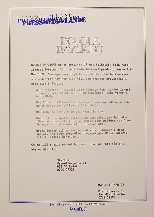 Various : Double Daylight (LP, Comp)