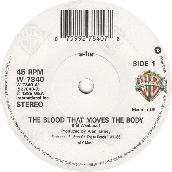 a-ha : The Blood That Moves The Body (7", Single, Adr)