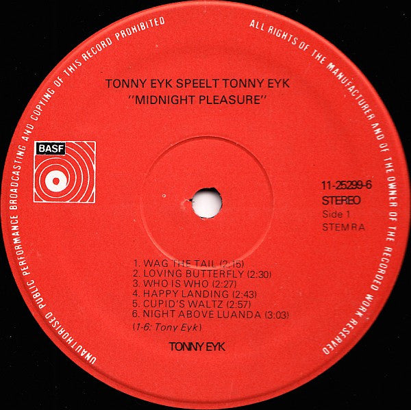 Tonny Eyk : Tonny Eyk Speelt Tonny Eyk - Midnight Pleasure (LP, Album)
