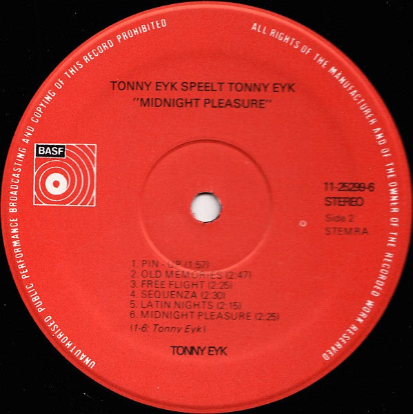 Tonny Eyk : Tonny Eyk Speelt Tonny Eyk - Midnight Pleasure (LP, Album)