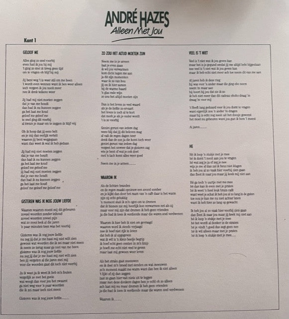 André Hazes : Alleen Met Jou (LP, Ltd, Num, Gol)