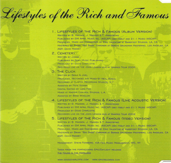 Good Charlotte : Lifestyles Of The Rich And Famous (CD, Single, Enh)