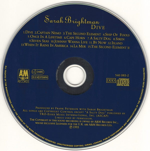 Sarah Brightman : Dive (CD, Album)